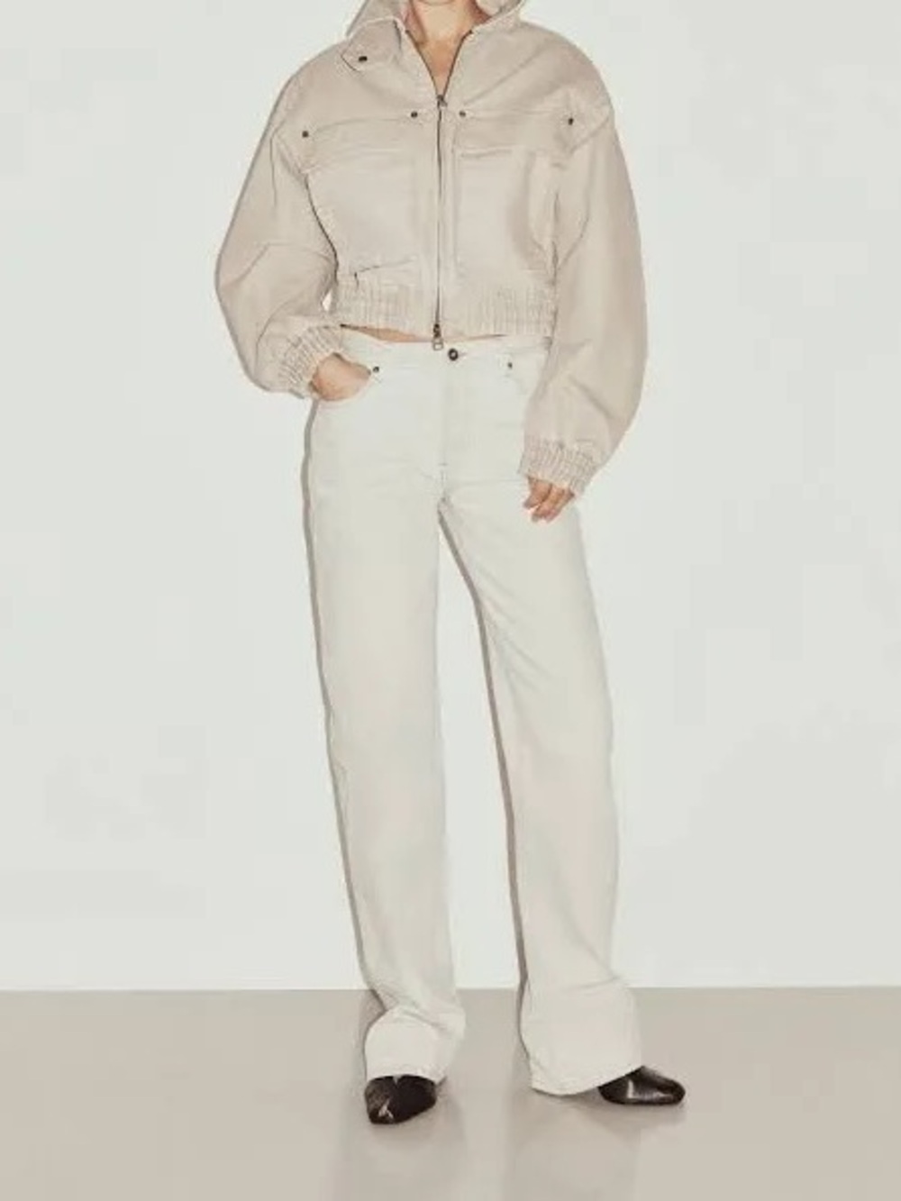 H&M 100% cotton Cream high waisted straight leg Jeans size 6‎ NWT